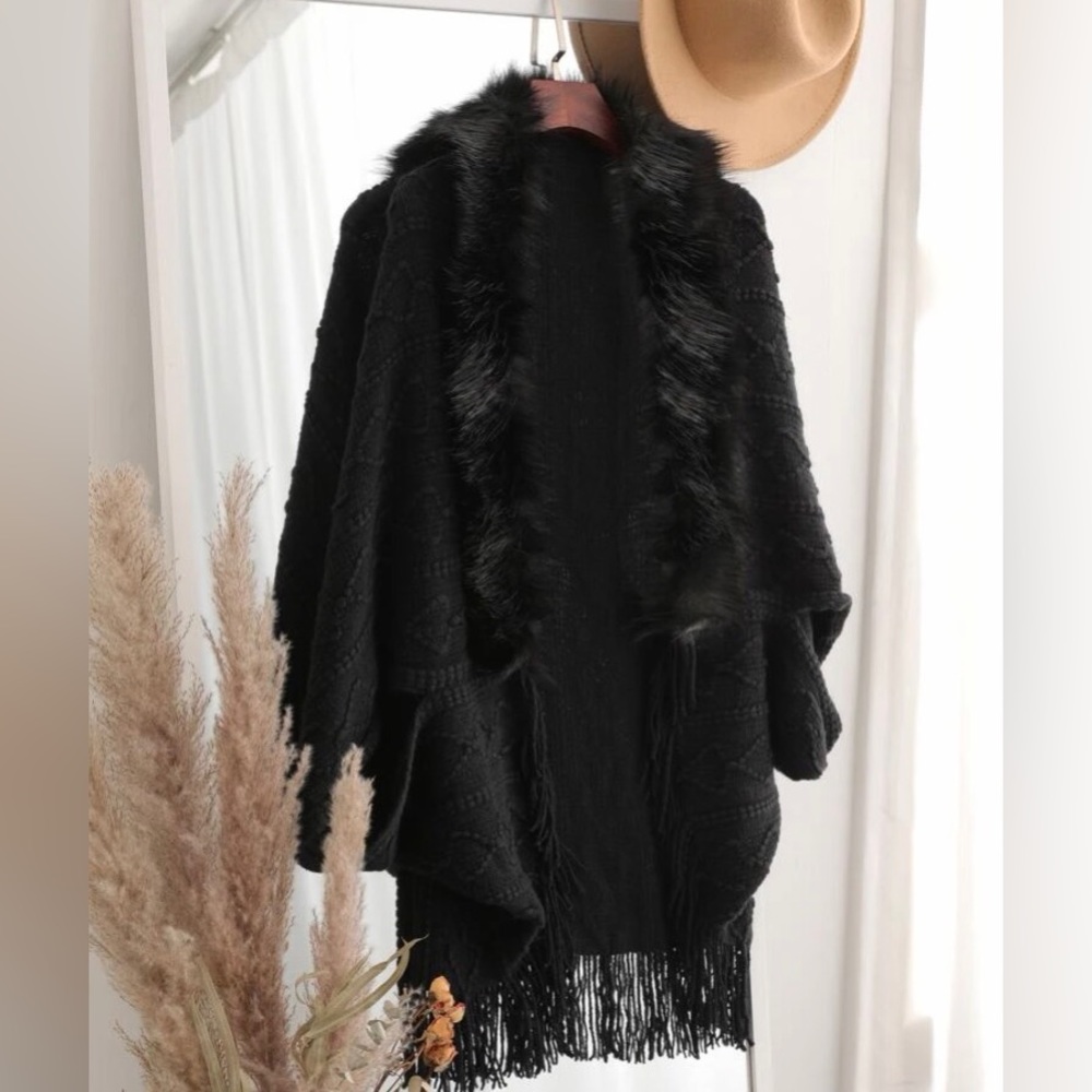 Fuzzy Trim texture Long Cardigan